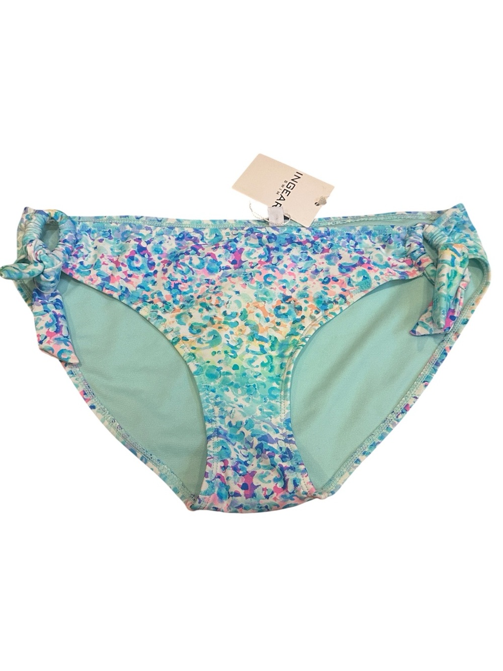 NwT Ingear Women Bikini Loop Side Bottom Pant Aqua Multi Floral L Summer Beach